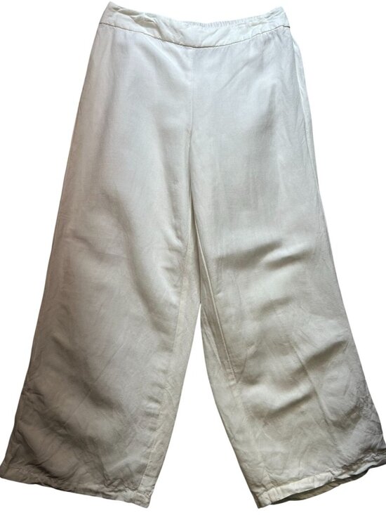 Lane Bryant Pants - Lane Bryant Women's Linen Blend Wide-Leg Trousers Side Zip Size 14/16 White